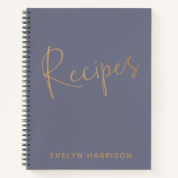 Journal de recettes personnalisé en bleu ardoise o
