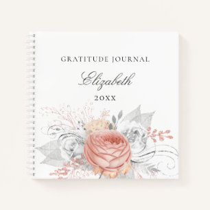 Journal de reconnaissance rose or floral argent fe