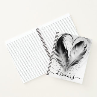 Journal de rêves personnalisable Cœur à plumes