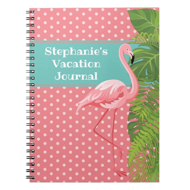 Journal de vacances de Polka Dot Flamant rose rose (Devant)