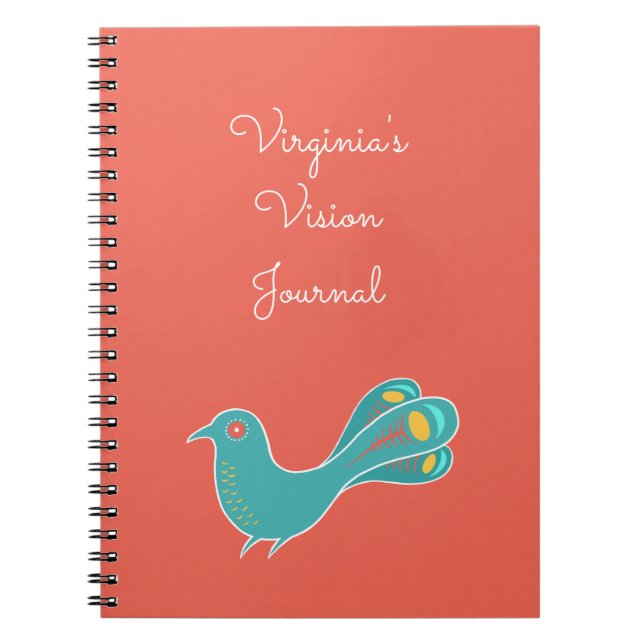 Journal de vision d'oiseaux bleus personnalisable (Devant)