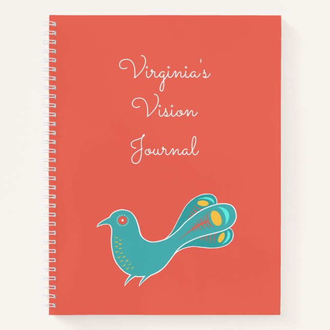 Journal de vision d'oiseaux bleus personnalisable (Devant)