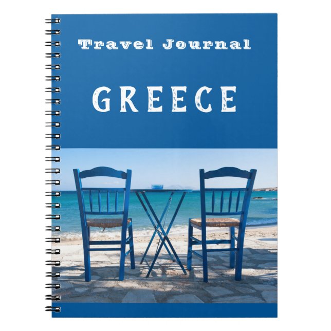 Journal de voyage Grèce bleu personnalisable (Devant)