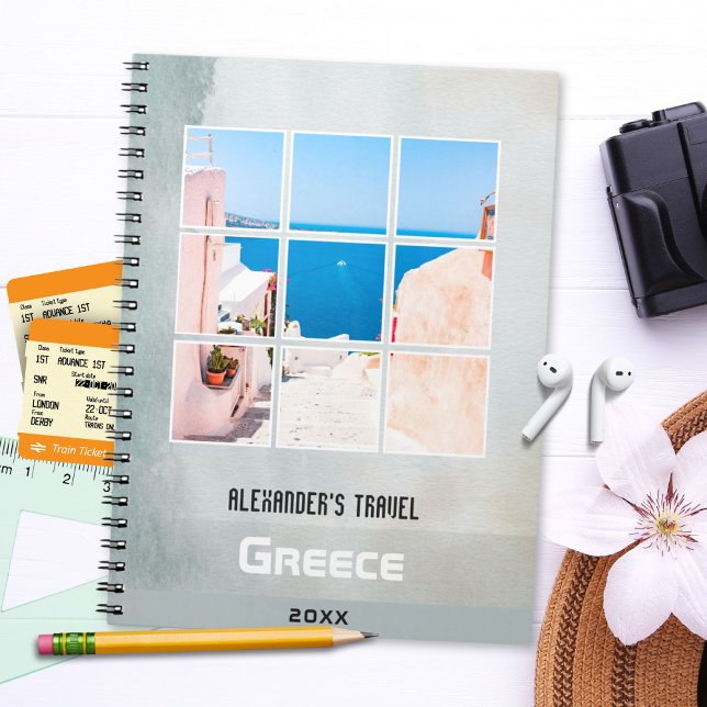 Journal de voyage moderne gris Votre photo et votr (Modern Gray Travel Diary Your Photo and Text Notebook ©Susanne Sachers - Sunny Wanderlust 🌞✈️ )