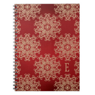 Journal décoré d'un monogramme de carnet de rouge