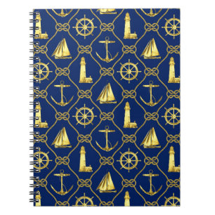 Journal d'écriture nautique en or et bleu