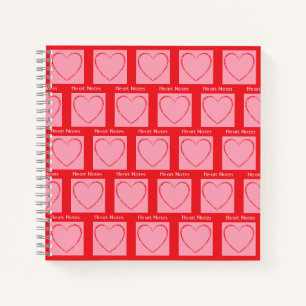 Journal des blocs de coeur rose et rouge personnal