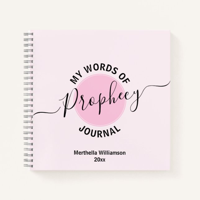 Journal des mots prophétiques roses de fille (Devant)