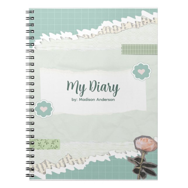 Journal du papier déchiré vert et blanc (Devant)