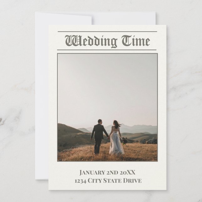Journal du temps mariage - Carte de rappel d'invit (Devant)