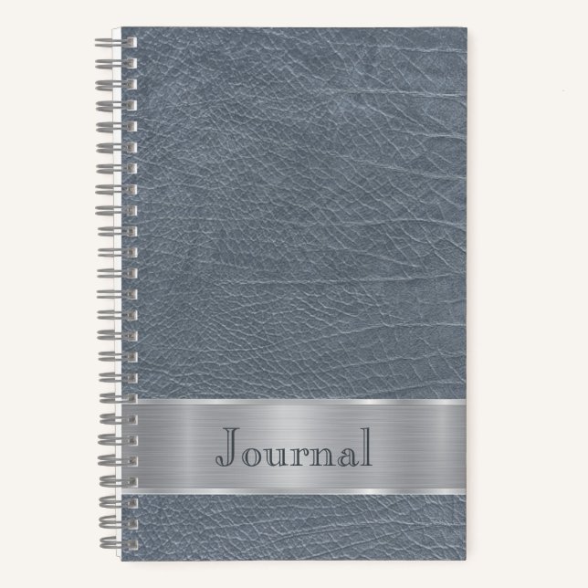 Journal en cuir gris bleu (Recto)
