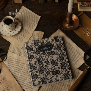 Journal en ivoire avec dentelle noire victorienne 