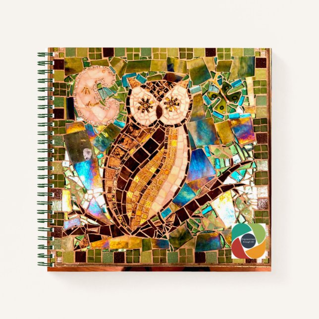 Journal en spirale de la mosaïque d'hibou (Devant)