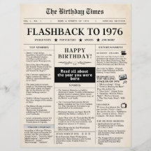 Journal Faux de 1976 feuille d'anniversaire