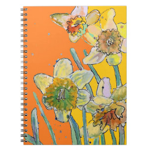 Journal floral aquarelle orange jonquille cahier d