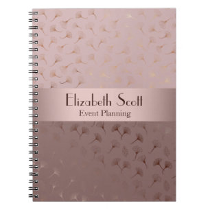 Journal floral tiré par la main d'or rose élégant