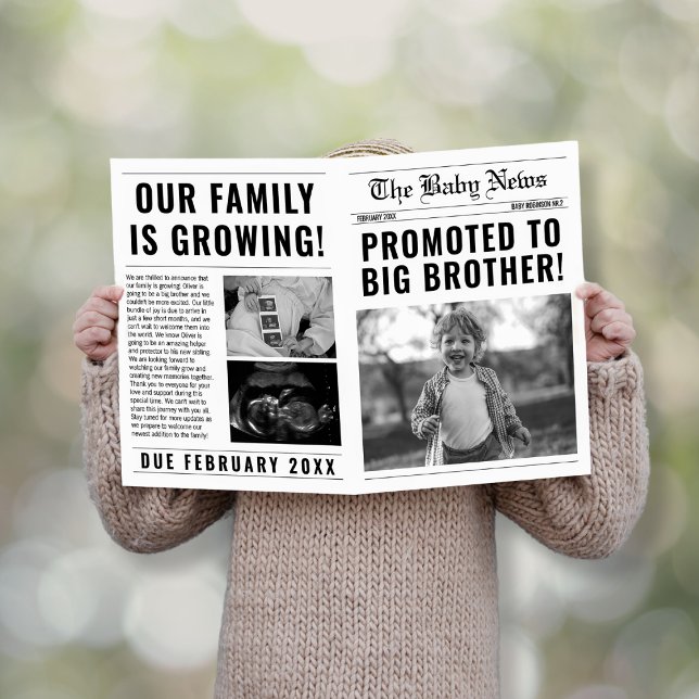 Journal Funny Big Brother Grossesse Faire-part (newspaper promoted to big brother pregnancy announcement)