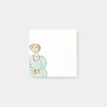 Journal Girl with Red Necklace Post It Notes