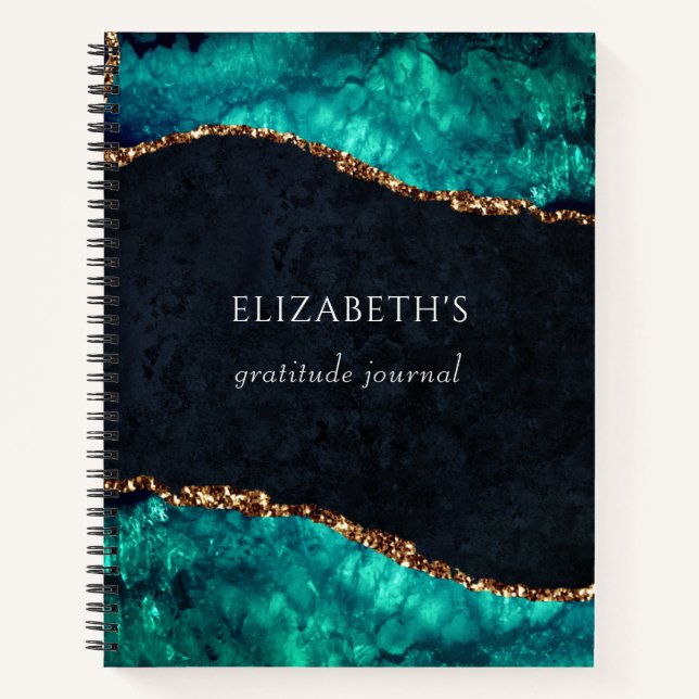 Journal Gratitude Green Agate Gold Parties scintil (Devant)