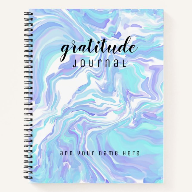 Journal Gratitude Nom de l'art Abstrait Blue Fluid (Devant)