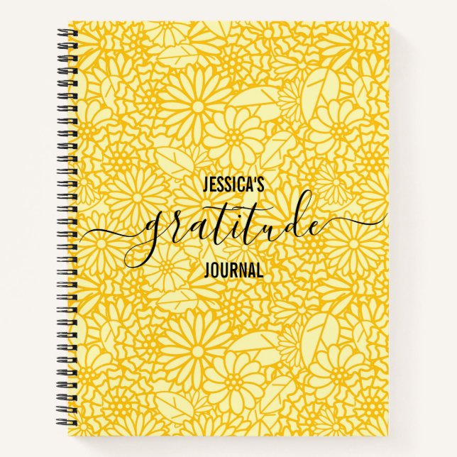 Journal Gratitude Nom personnalisé Floral Daisy Mo (Devant)