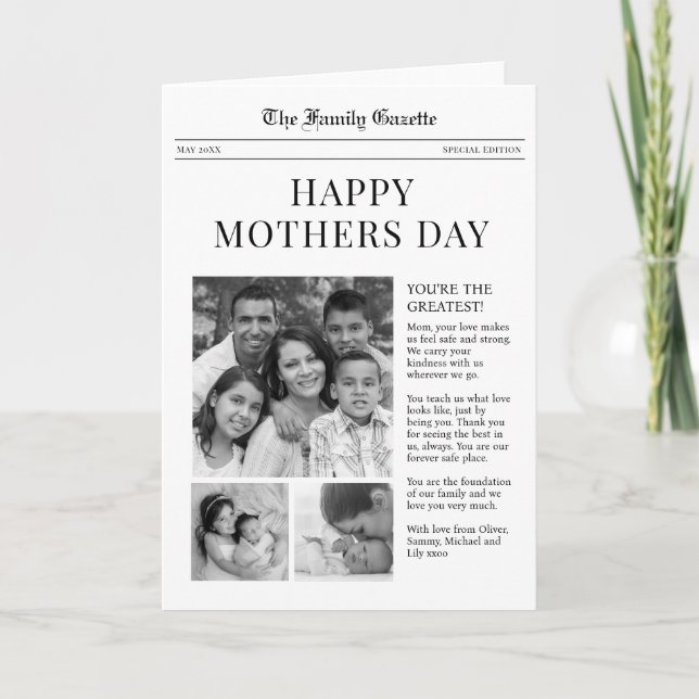 Journal Happy Mothers Day carte de voeux (Devant)