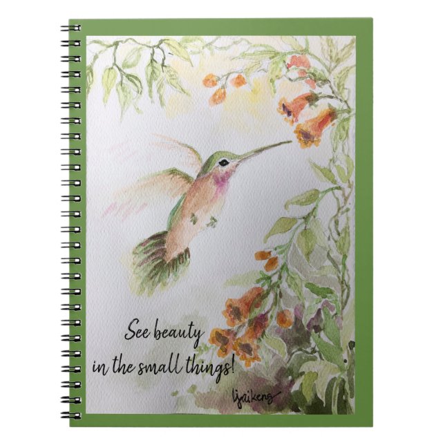 Journal– Hummingbird & Balboa Sunset Flowers Notebook (Front)