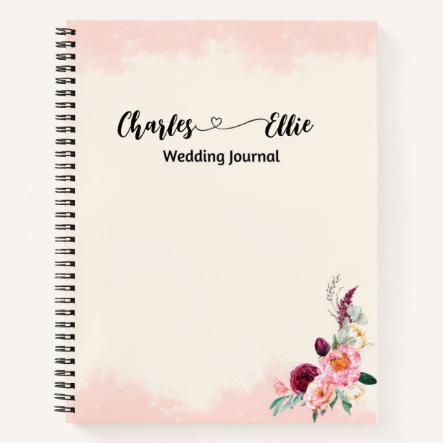 Journal mariage floral élégant personnalisé (Devant)