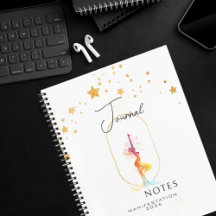 Journal Moderne Étoiles Dorées Aquarelle Féminin 