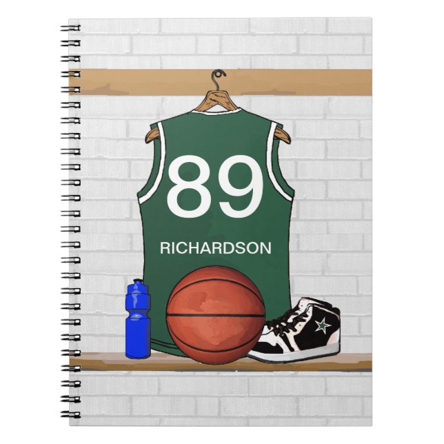 Journal personnalisé de basket-ball Jersey (vert) (Devant)