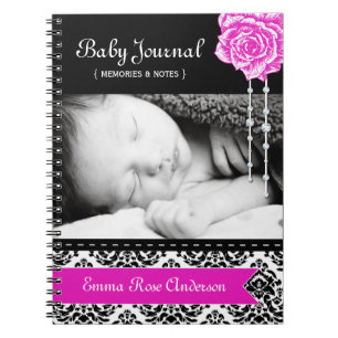 Journal personnalisé de bébé de damassé