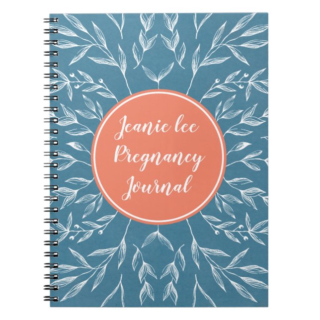 Journal personnalisé de grossesse corail et bleu (Devant)