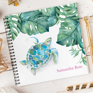 Journal personnalisé de la tortue marine aquarelle