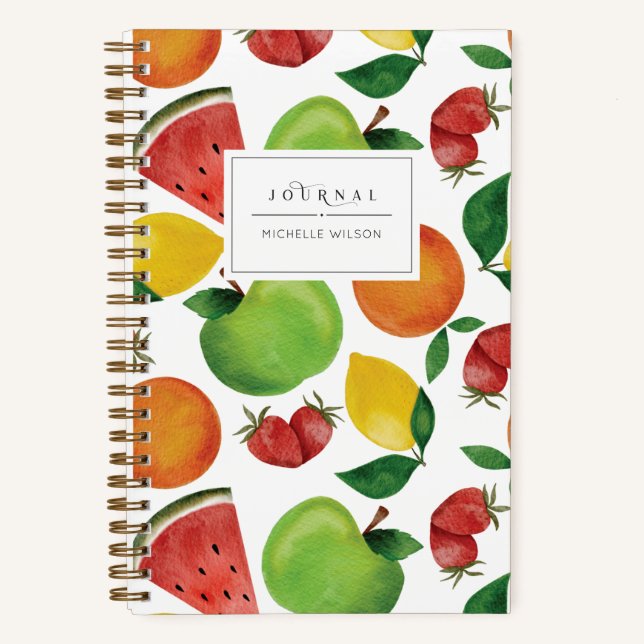 Journal personnalisé des fruits d'aquarelle (Recto)