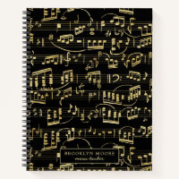 Journal personnalisé Faux Gold Music Note