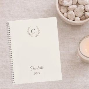 Journal Personnalisé Monogramme Luxe Ivory