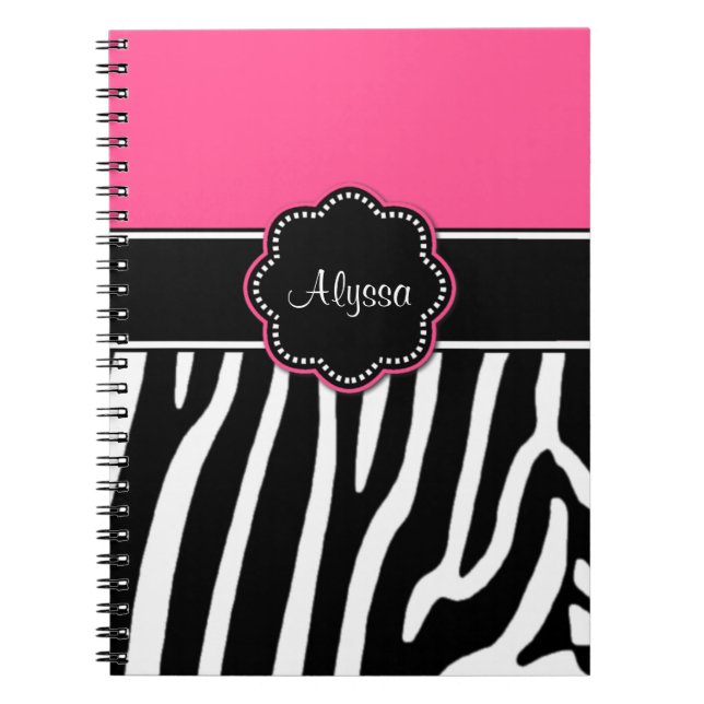 Journal personnalisé par copie rose de zèbre (Devant)