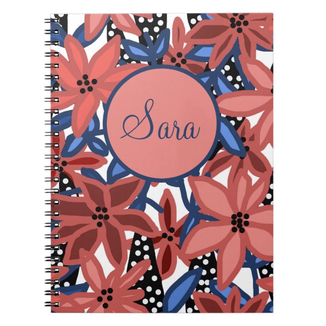 Journal personnalisé Rouge Floral Tropical Design (Devant)