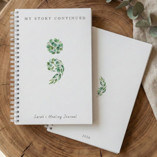 Journal personnalisé vert sauge boho point-virgule
