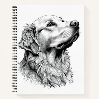 Journal relié avec gravure de Golden Retriever