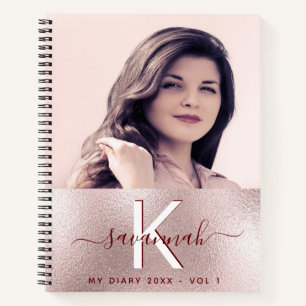Journal rose or personnalisé photo rose monogramme