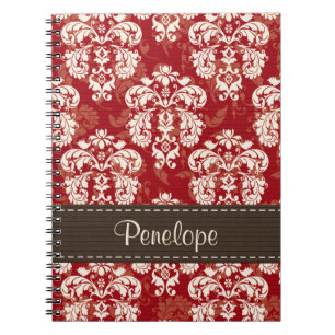 Journal rouge-brun de carnet de notes à spirale d