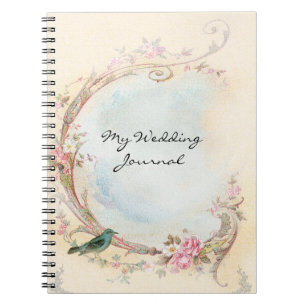 Journal vintage de mariage de rose de rose