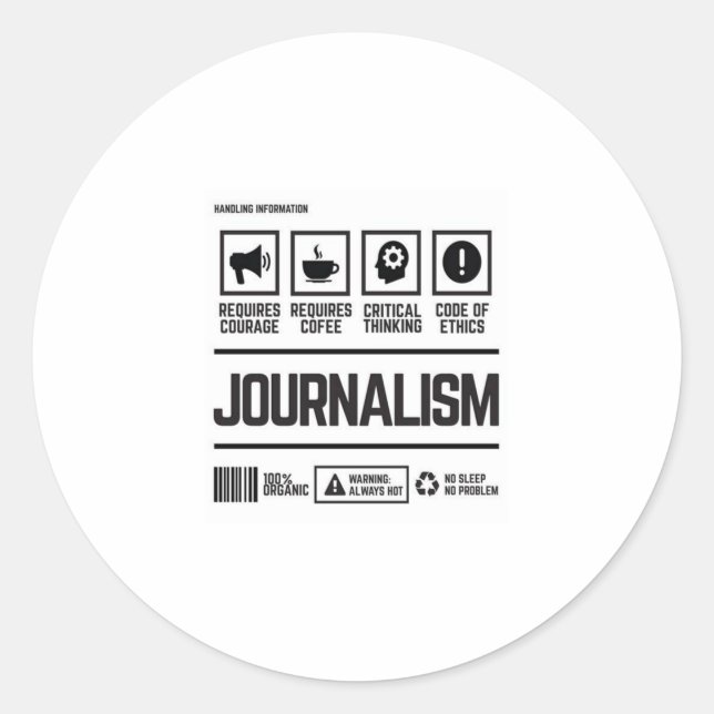 journalism classic round sticker (Front)
