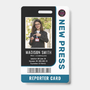 Journalist Press Pass  Photo ID  Badge