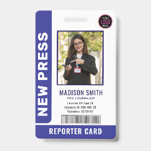 Journalist Press Pass  Photo ID  Badge