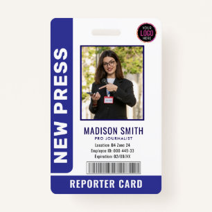 Journalist Press Pass Photo ID Badge