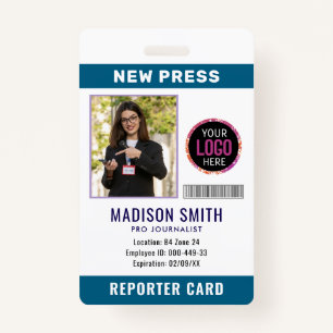 Journalist Press Pass  Photo ID  Badge