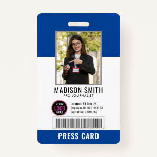 Journalist Press Pass  Photo ID  Badge