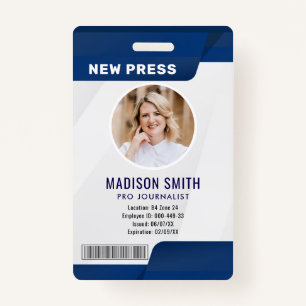 Journalist Press Pass  Photo ID  Badge